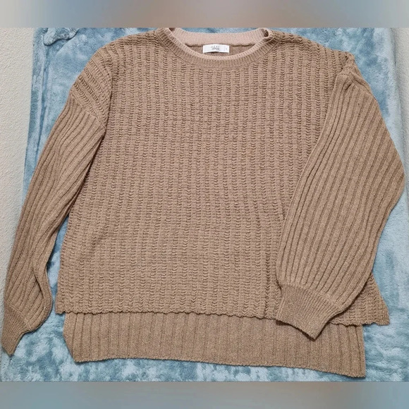 TALULAH Sweaters - Talulah Sweater Women's Large Beige Brown Knit Shirttail Hem Pullover